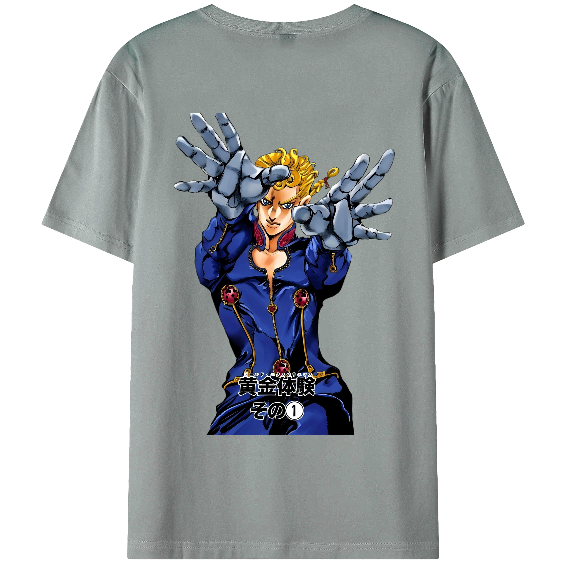 （画像用） ジョジョの奇妙な冒険 ジョルノ?ジョバァーナ JoJo's Bizarre Adventure Giorno Giovanna 綿100％ メンズ半袖Tシャツ（バックプリント） 通気性